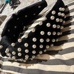 Lele JET PEARL VELVET KNOTTED HEADBAND